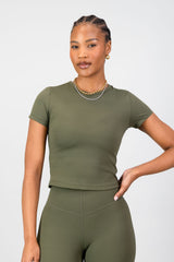 Olivia Fitted Tee - Olive