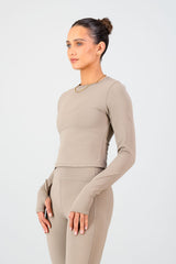 Olivia Fitted Long Sleeve - Cashew